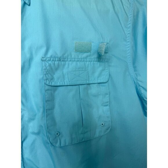 World Wide Sportsman Teal Short Sleeve Fishing Shirt 2XL Button-Down Pockets - Picture 13 of 13
